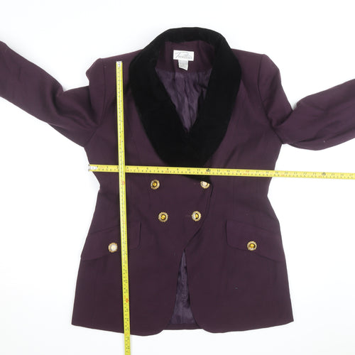 Pursuits Womens Purple Velvet Collar Blazer Jacket Size 12