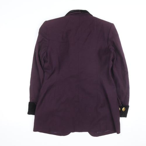 Pursuits Womens Purple Velvet Collar Blazer Jacket Size 12