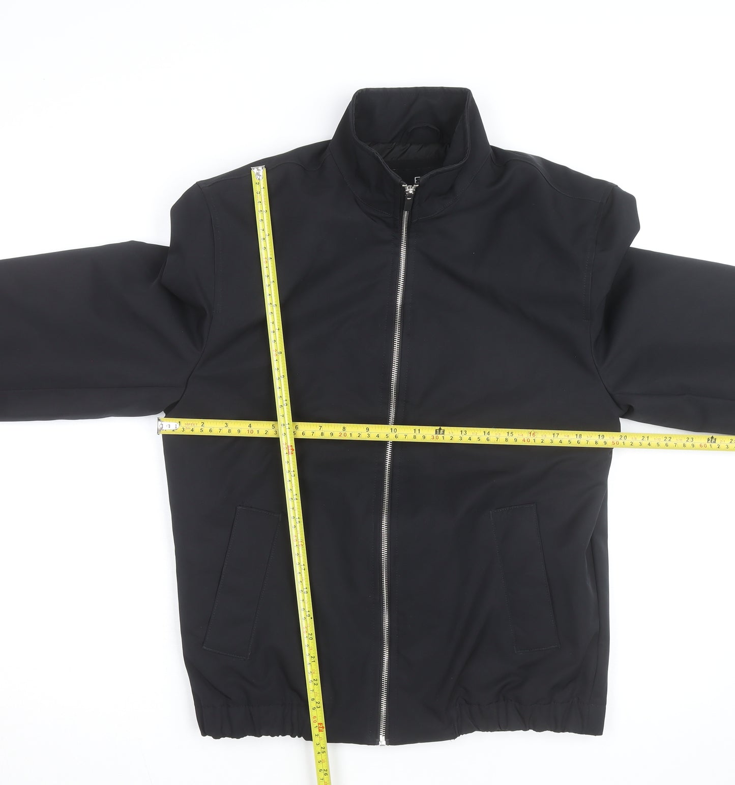 F&F Men's Black Bomber Jacket Size S Full Zip Polyester