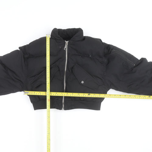LAPP Womens Black XS Cropped Puffer Jacket with Zip and Pockets