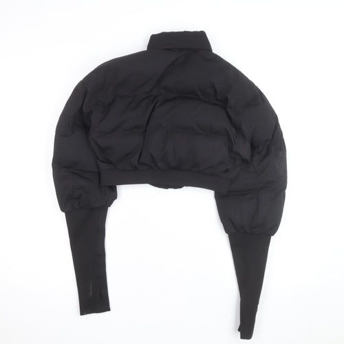 LAPP Womens Black XS Cropped Puffer Jacket with Zip and Pockets