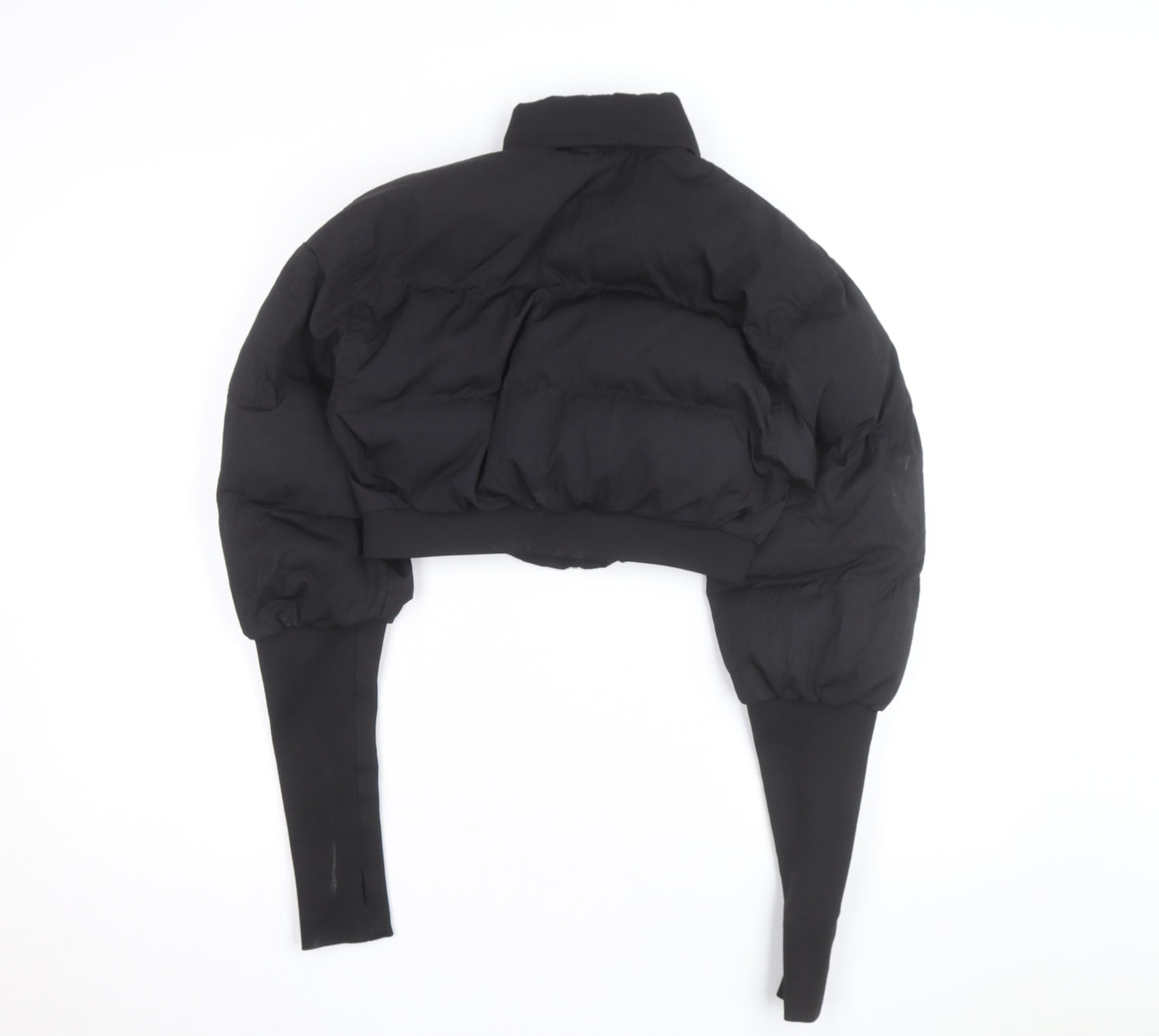 LAPP Womens Black XS Cropped Puffer Jacket with Zip and Pockets