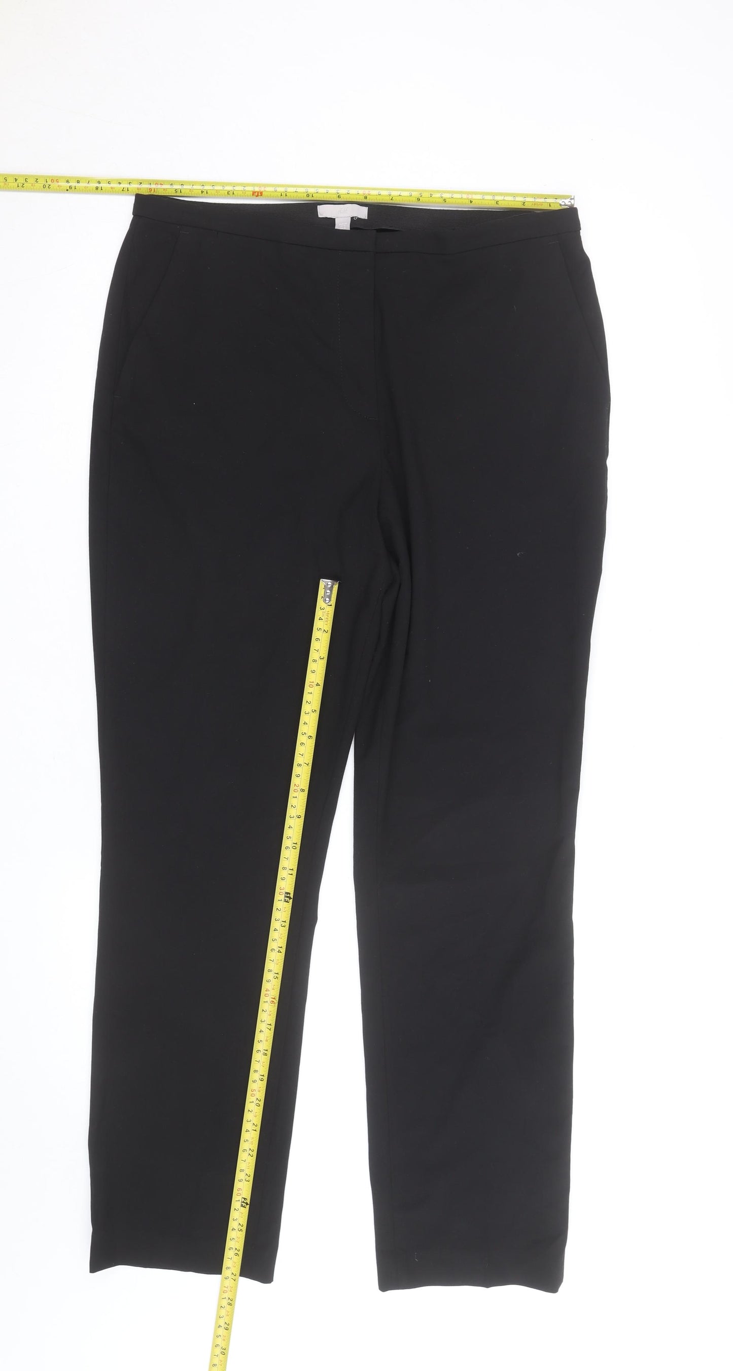 H&M Women Black Stretch Dress Pants Size 12 Straight Leg Trousers