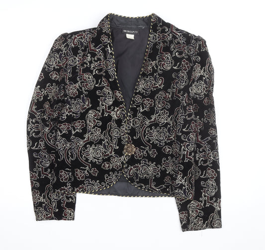 IN GROUP LTD Women's Black Velvet Embroidered Blazer Size 10