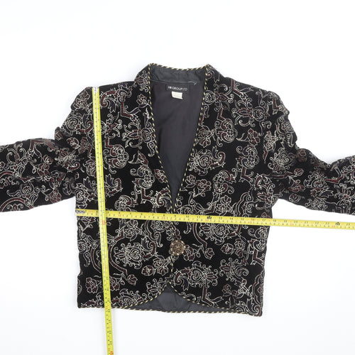 IN GROUP LTD Women's Black Velvet Embroidered Blazer Size 10