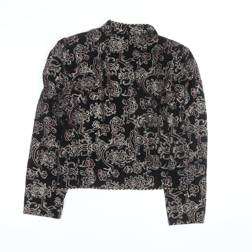 IN GROUP LTD Women's Black Velvet Embroidered Blazer Size 10