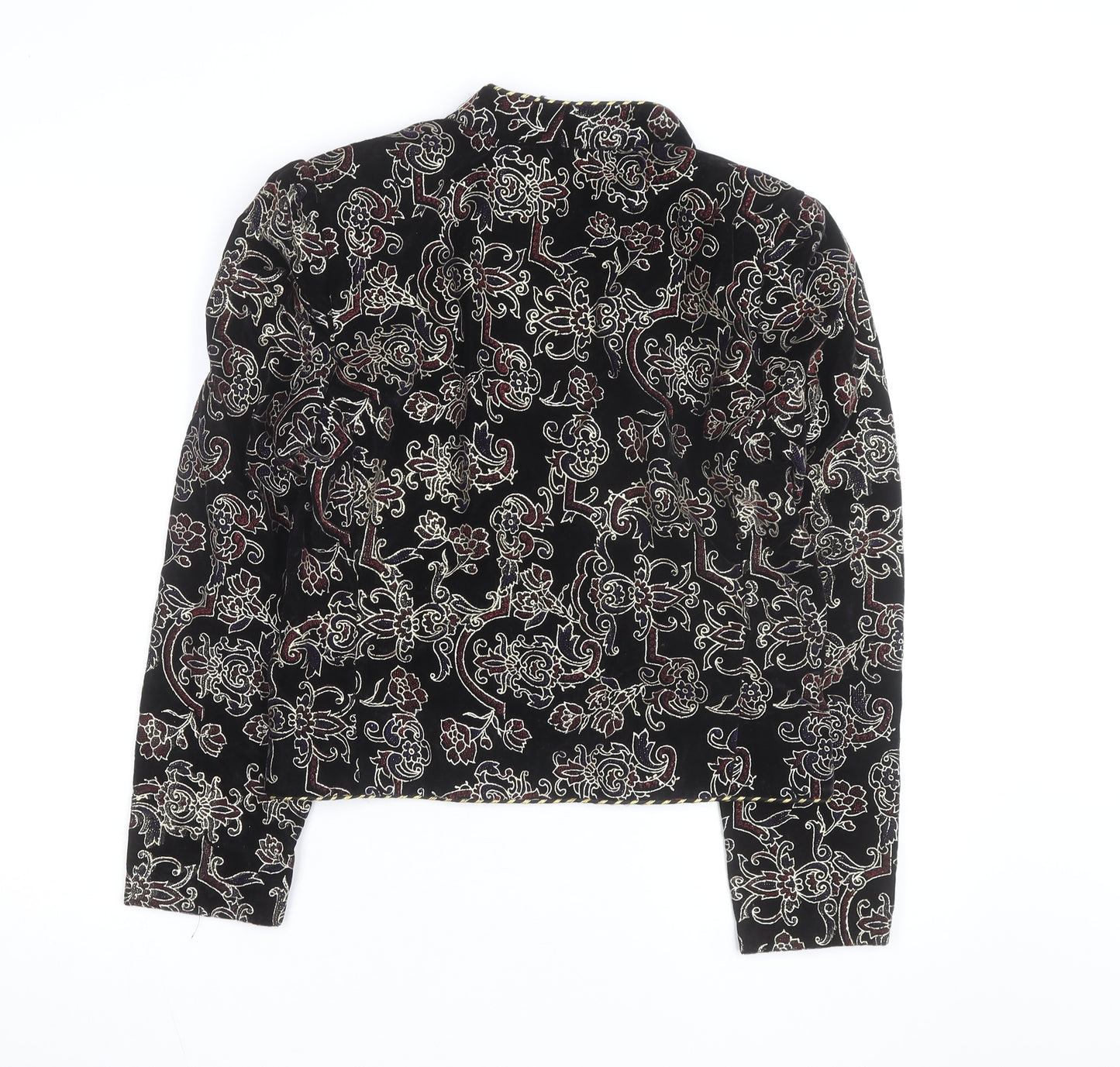 IN GROUP LTD Women's Black Velvet Embroidered Blazer Size 10