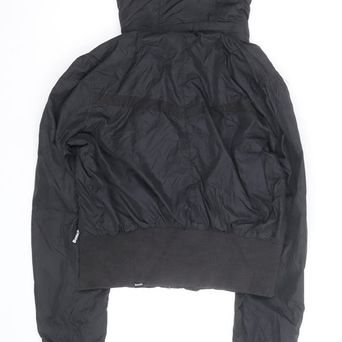 Bench Women's Black Hooded Bomber Jacket Size L Windproof Casual