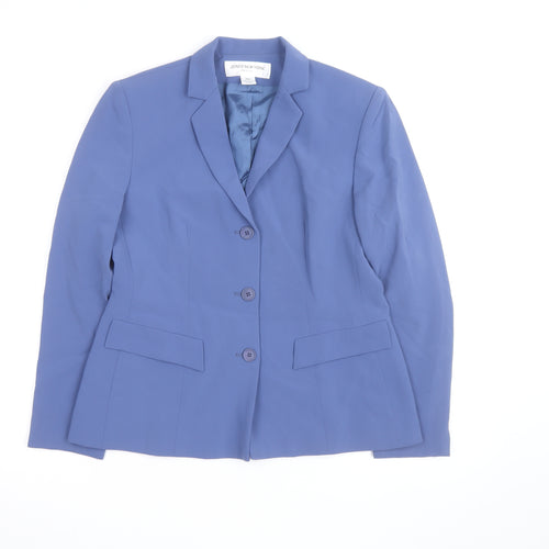 Jones New York Women Blue Petite 4P Classic Blazer Jacket