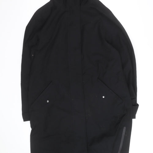 Jaeger Women's Black Waterproof Long Hooded Rain Coat Size 8