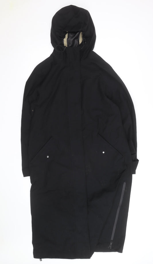 Jaeger Women's Black Waterproof Long Hooded Rain Coat Size 8
