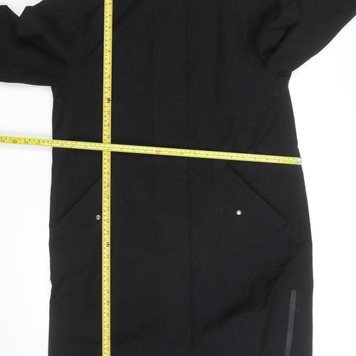 Jaeger Women's Black Waterproof Long Hooded Rain Coat Size 8