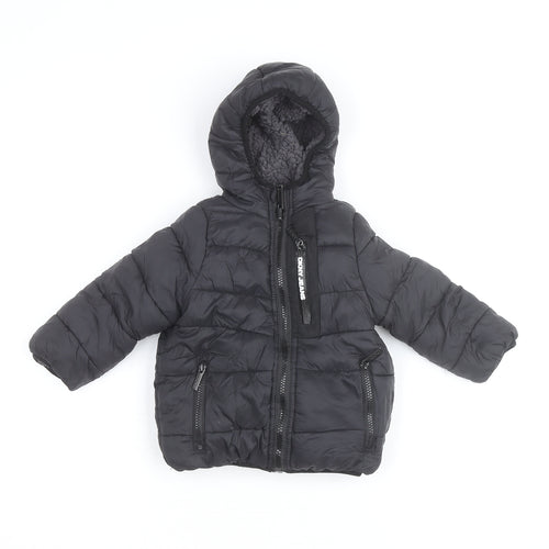 DKNY Jeans Boys Black Hooded Puffer Jacket 2 Years Winter Coat