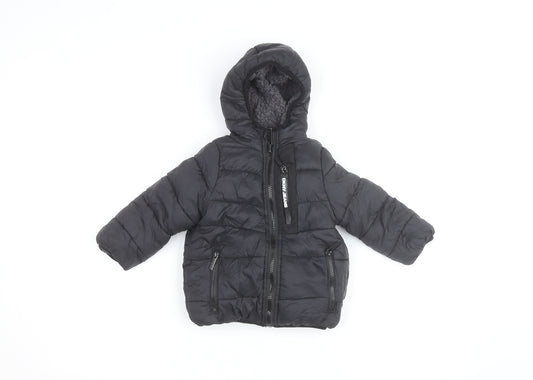 DKNY Jeans Boys Black Hooded Puffer Jacket 2 Years Winter Coat