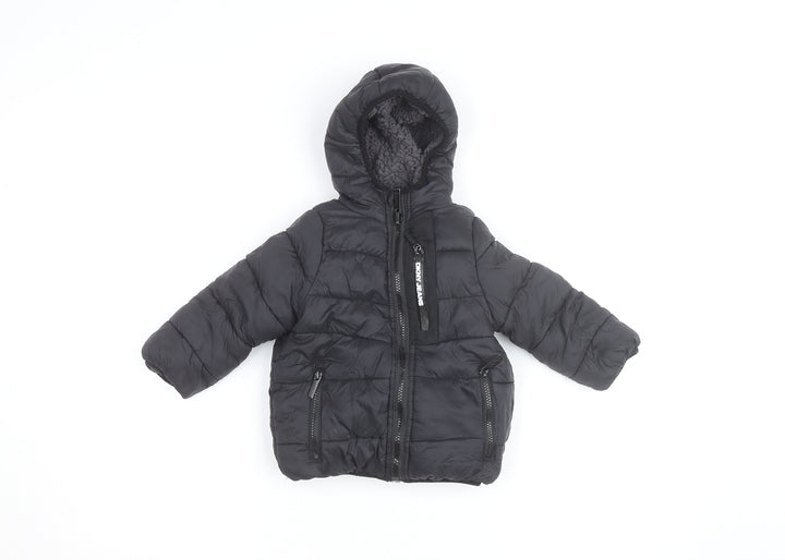 DKNY Jeans Boys Black Hooded Puffer Jacket 2 Years Winter Coat