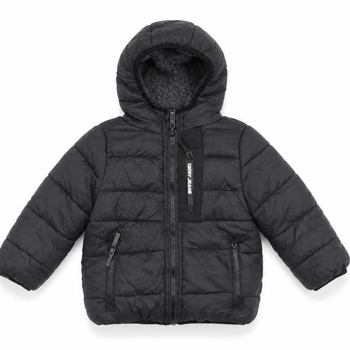 DKNY Jeans Boys Black Hooded Puffer Jacket 2 Years Winter Coat