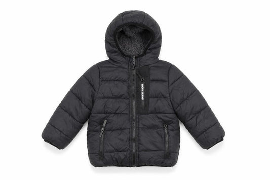 DKNY Jeans Boys Black Hooded Puffer Jacket 2 Years Winter Coat