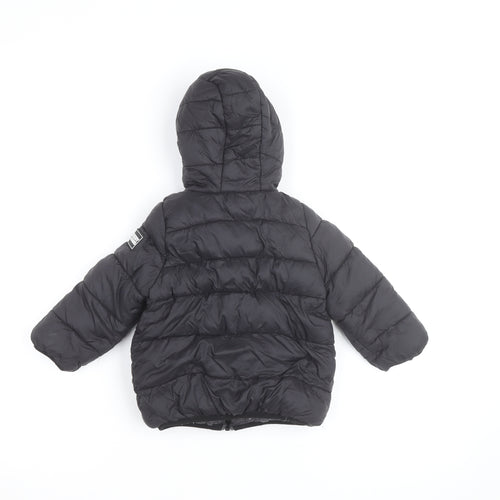DKNY Jeans Boys Black Hooded Puffer Jacket 2 Years Winter Coat