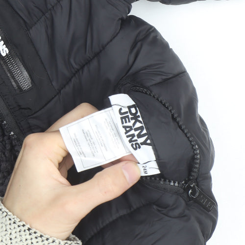 DKNY Jeans Boys Black Hooded Puffer Jacket 2 Years Winter Coat