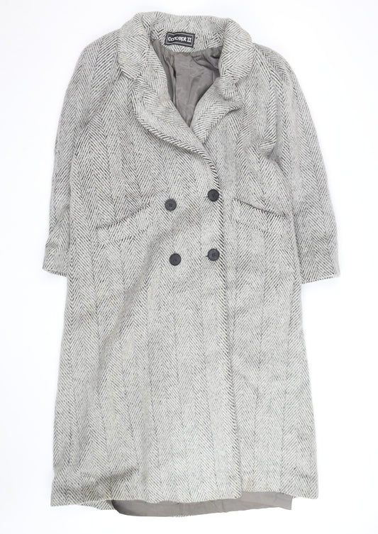 Concept II Women's Grey Wool Herringbone Long Overcoat Size 8