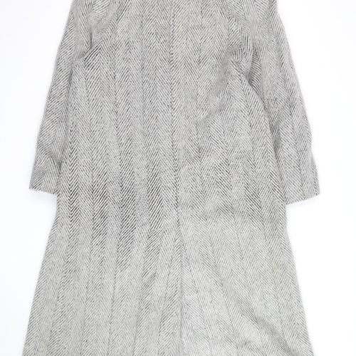Concept II Women's Grey Wool Herringbone Long Overcoat Size 8