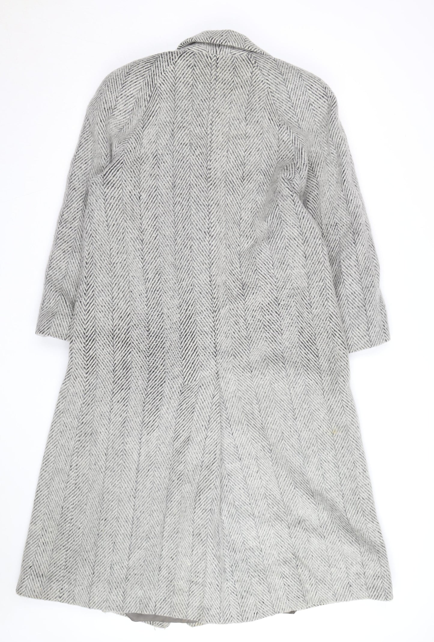 Concept II Women's Grey Wool Herringbone Long Overcoat Size 8