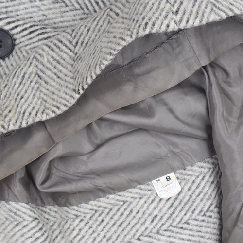 Concept II Women's Grey Wool Herringbone Long Overcoat Size 8
