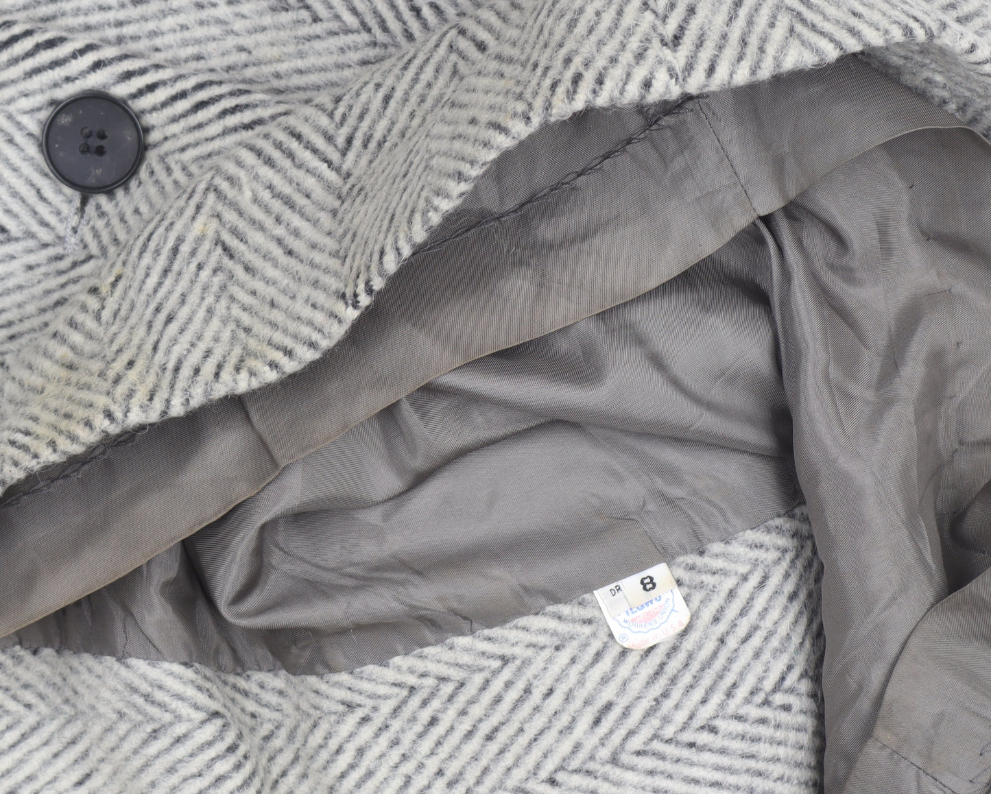 Concept II Women's Grey Wool Herringbone Long Overcoat Size 8