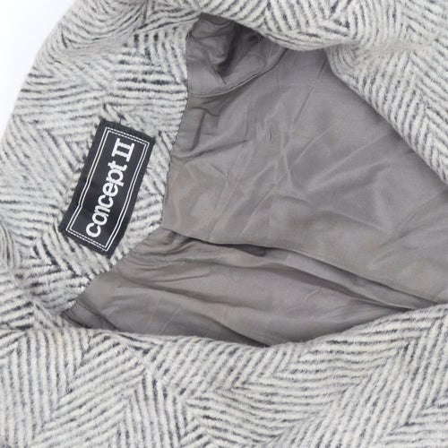 Concept II Women's Grey Wool Herringbone Long Overcoat Size 8