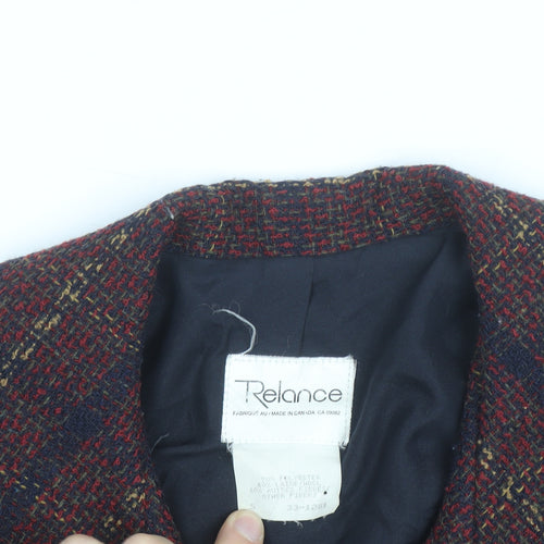 Relance Womens Multicoloured Wool Blend Tweed Blazer Jacket Size Regular