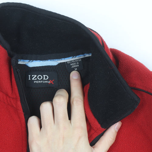 Izod Men's Red Fleece 1/4 Zip Pullover Jacket Size M