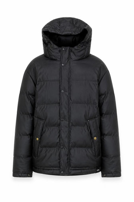 Front view of Tretorn Men's Black L Puffer Jacket Hooded Waterproof Winter Coat