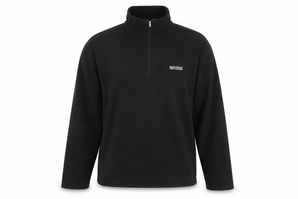 Front view of Regatta Men’s Black Fleece Pullover XL 1/4 Zip Outdoor Sweatshirt