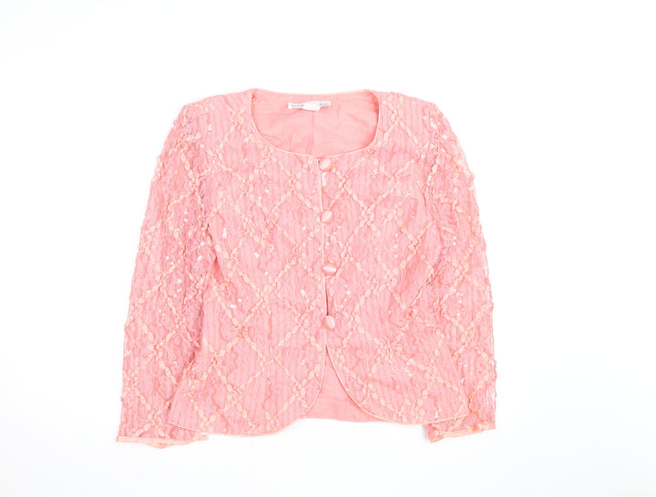 Nancy Neil Women's Pink Lace Sequin Cardigan S Partywear