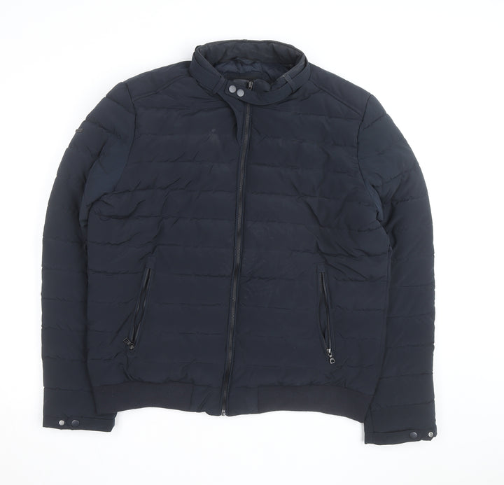 Superdry Men's Blue XL Puffer Jacket Stand-Up Collar Winter Coat