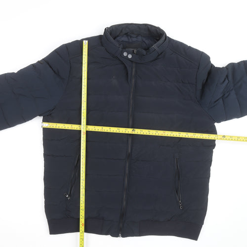 Superdry Men's Blue XL Puffer Jacket Stand-Up Collar Winter Coat
