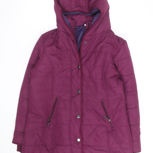 Cream Women’s Purple Hooded Mid-Length Puffer Coat Size 14