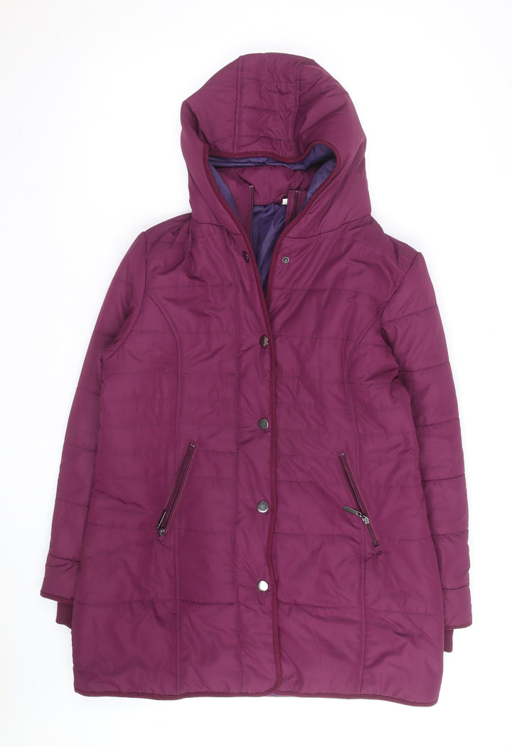 Cream Women’s Purple Hooded Mid-Length Puffer Coat Size 14