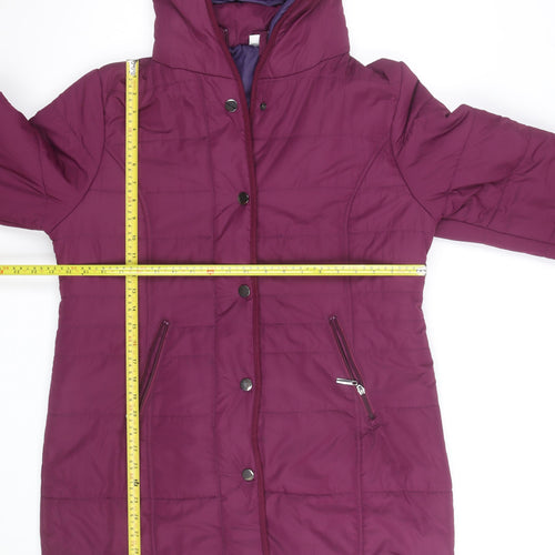 Cream Women’s Purple Hooded Mid-Length Puffer Coat Size 14