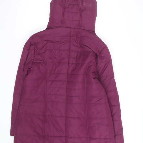 Cream Women’s Purple Hooded Mid-Length Puffer Coat Size 14