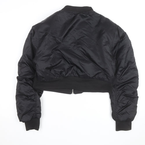 Boohoo Women's Black Cropped Bomber Jacket Size 14