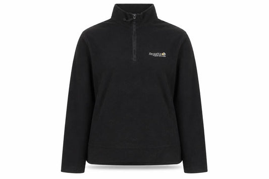 Front view of Regatta women’s black fleece 1/4 zip pullover sweatshirt, size M