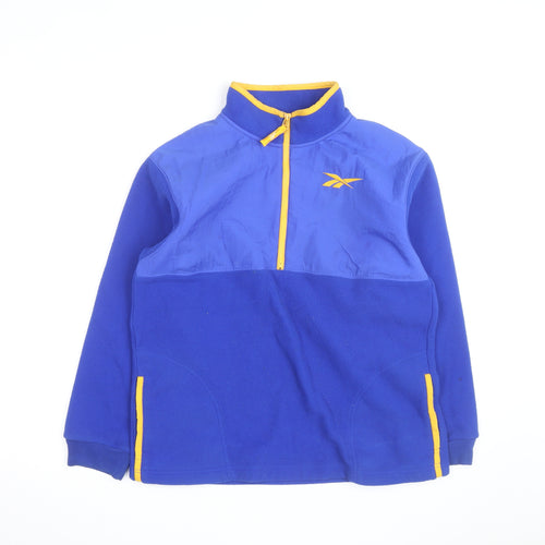 Reebok Men’s Blue 1/4 Zip Fleece Sweatshirt XL High Neck