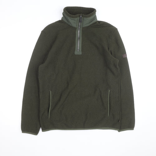 Regatta Men's Green Fleece 1/4 Zip Pullover Sweatshirt M Outdoor Hiking