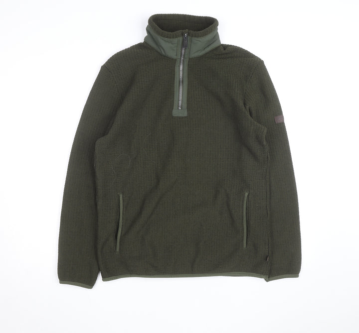 Regatta Men's Green Fleece 1/4 Zip Pullover Sweatshirt M Outdoor Hiking