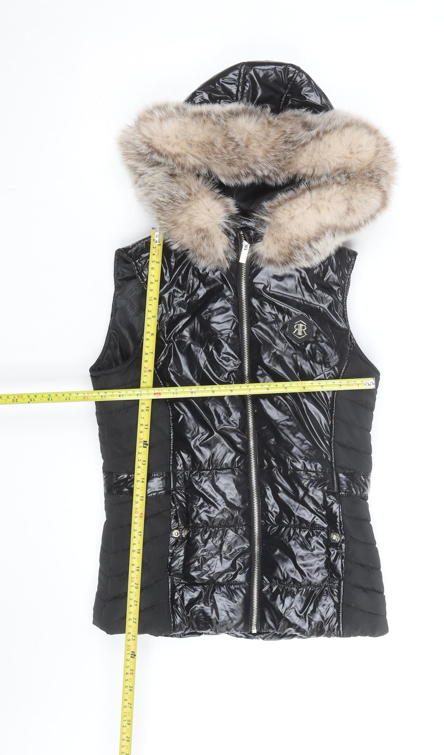 River Island Girls Black Faux Fur Hooded Puffer Gilet 11-12 Years