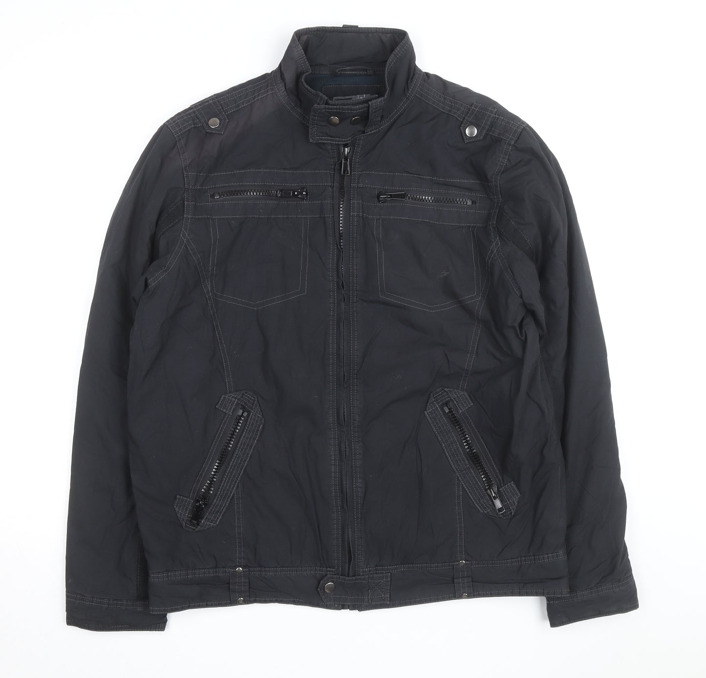 Dissident Men's Black Regular Fit Biker Jacket L 42in Polyester
