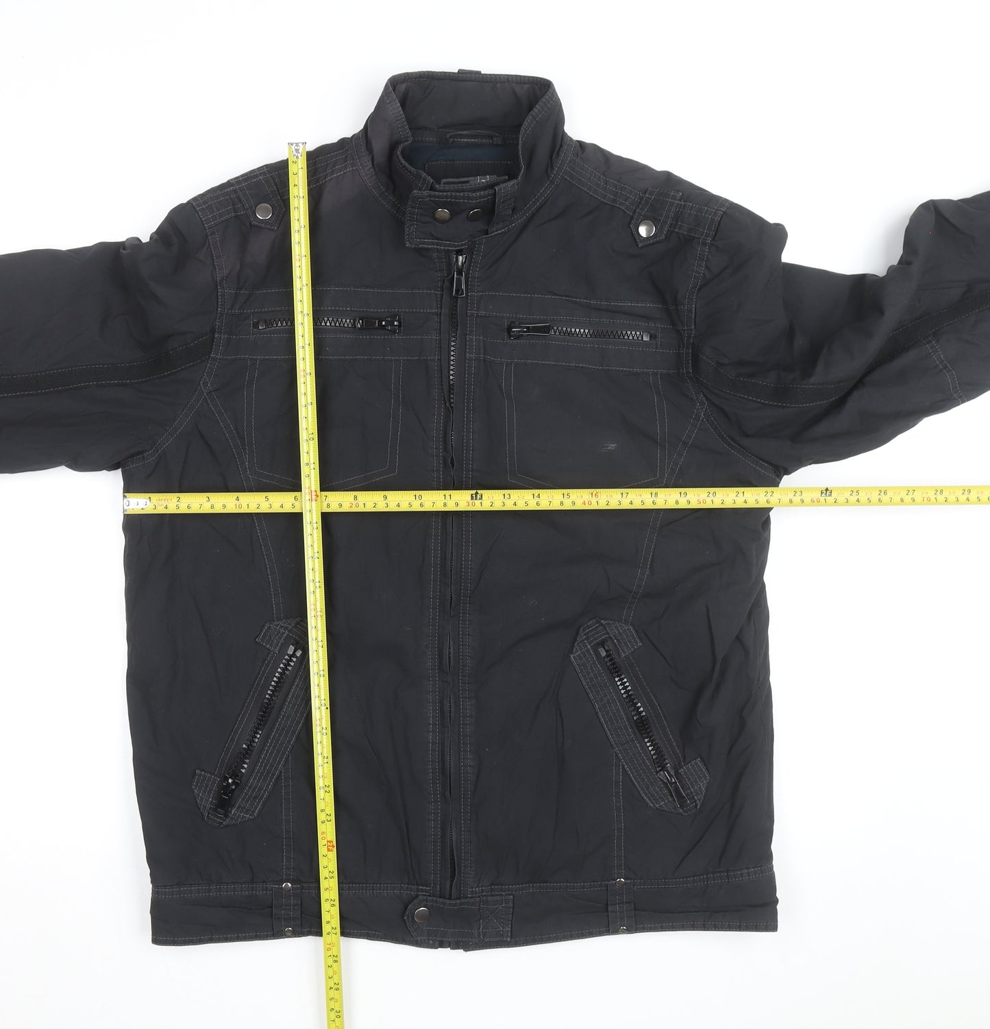 Dissident Men's Black Regular Fit Biker Jacket L 42in Polyester