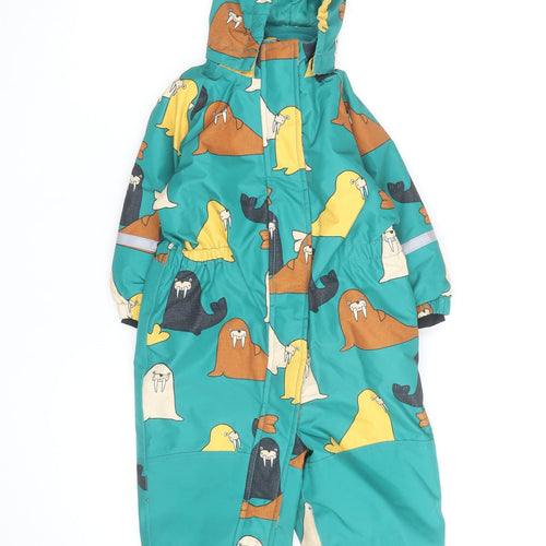 Lindex Unisex Baby Multicoloured Walrus Print Hooded Snowsuit 2-3 Years