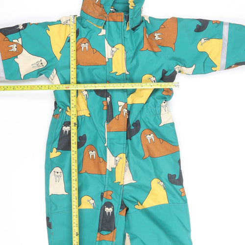 Lindex Unisex Baby Multicoloured Walrus Print Hooded Snowsuit 2-3 Years